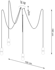Sollux SL.1161 - Lampadario a sospensione con filo NESO 5xE27/15W/230V ragno calcestruzzo