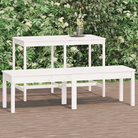 Panca giardino 2 posti bianca 159,5x44x45cm legno massello pino