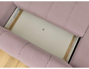 Divano angolare rosa allungabile e con contenitore (penisola a destra/a U) con rivestimento in ciniglia Fuji – Bobochic Paris