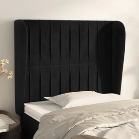 Testiera Ad Orecchio Nera 103x23x118/128 Cm İn Velluto /
