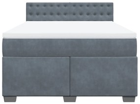 Giroletto a molle con materasso grigio scuro 160x200 cm velluto