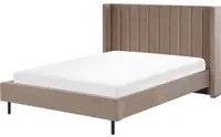 Letto matrimoniale con doghe 140 x 200 cm velluto di colore tortora stile glam moderno