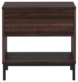 Comodino marrone scuro con piano effetto noce Celine - Støraa