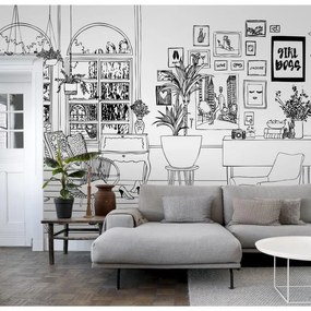 Fotomurale ESTA Disegno sala pranzo, nero fondo bianco 186X280 cm