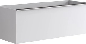 Mobile da bagno sospeso sotto lavabo Pixel 1 cassetto con maniglia alluminio brillante L 120 x H 40 x P 45.5 cm bianco laccato opaco