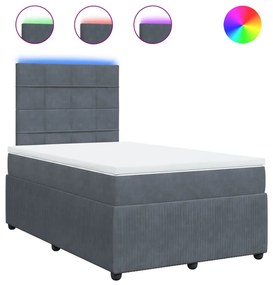 Giroletto a molle con materasso grigio scuro 120x200 cm velluto