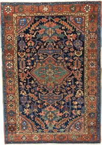 Heriz Tappeto persiano 140x200 Blu (Iran) Annodato A Mano