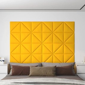 Pannelli Murali 12 Pz Gialli 30x30 Cm Velluto 0,54 M² /