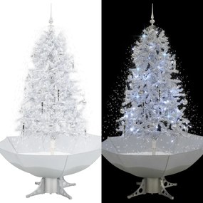 Albero di Natale con Neve e Base a Ombrellone, Bianco / 170 cm