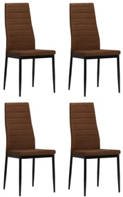 Sedie Da Pranzo 4 Pz Marroni İn Tessuto /