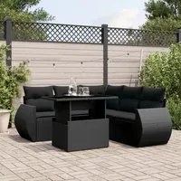 Set Divano da Giardino 6 pz con Cuscini Nero in Polyrattan 3268525