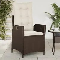 Sedia Reclinabile da Giardino con Cuscini Marrone in Polyrattan 365258