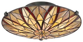 Lampadario Tiffany Victory Vetro Bronzo Valiant 2 Luci E27