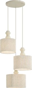 Lampada a sospensione Japandi beige con paralume in lino 3 luci - Fedde