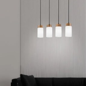 Lampadario sospeso con cavo MARKUS 4xE27/15W/230V nero/rovere
