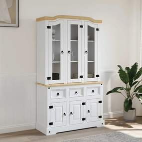 Credenza Corona Bianca 112x43x196 Cm İn Legno Di Pino Messicano /