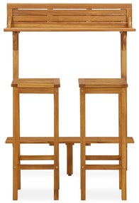 Set da bar da balcone 3 pz in massello acacia