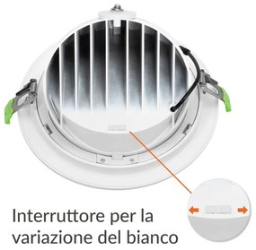 Faro LED da Incasso 42W Orientabile, Foro Ø210mm- PHILIPS Certadrive Colore Bianco Variabile CCT