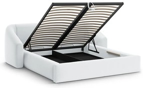 Letto matrimoniale imbottito grigio chiaro con contenitore con rete inclusa 180x200 cm Campi – Cosmopolitan Design