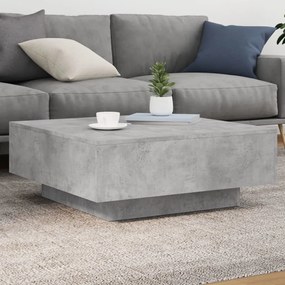 Tavolino Da Soggiorno Con Luci Led Grigio Cemento 80x80x31 Cm /