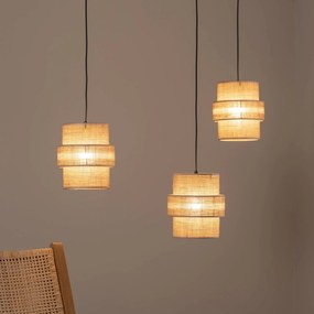 TK Lighting Lampada a sospensione Calisto, Jute, marrone naturale, a 3 luci, decentrata