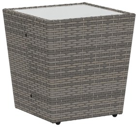 Set bistro da giardino 3 pezzi con cuscini grigio in polyrattan