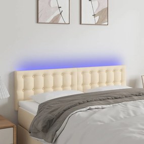 Testiera A Led Crema 144x5x78/88 Cm İn Tessuto /