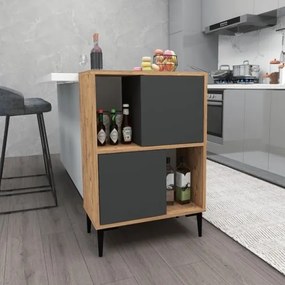 Mobile Da Cucina Multiuso Dispensa 60x35x90 Nikla Rovere E Antracite