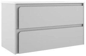 Mobile da bagno sotto lavabo VISOBATH Indico grigio laccato opaco L 100 x H 55 x P 45 cm 2 cassetti, lavabo non incluso