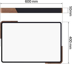 Plafoniera LED Rettangolare 30W CCT 60x40cm Legno/Nero