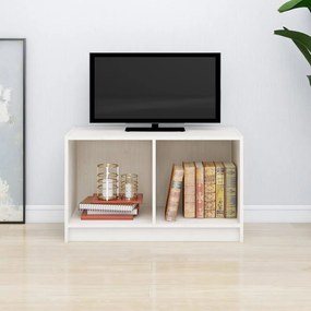 Mobile porta tv bianco 70x33x42 cm in legno massello di pino