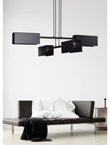 Lampadario Minimal Yuhuang Acciaio Nero 4 Luci E27 Ip20