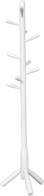 Appendiabiti da terra in legno con 9 ganci base tre piedi altezza 180 cm Bianco