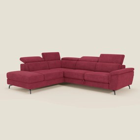 Estro Divano angolare estraibile - poggiatesta reclinabili in tessuto impermeabile T14 rosso