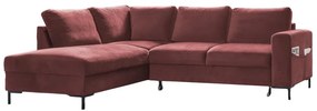 Divano letto angolare in velluto rosa (angolo sinistro) Lofty Lilly - Miuform