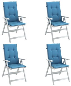 Cuscini Sedia Schiena Alta 4 Blu Mélange 120x50x4 Tessuto /