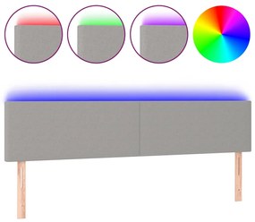 Testiera a led grigio chiaro 160x5x78/88 cm in tessuto
