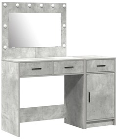 Set da toeletta a 2 pezzi con led grigio cemento in legno ingegnerizzato