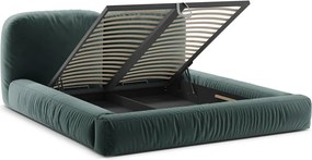 Letto matrimoniale imbottito color petrolio con contenitore con rete inclusa 200x200 cm Martina – Micadoni