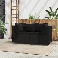 Divani Angolari da Giardino con Cuscini 2pz in Polyrattan Nero 319778