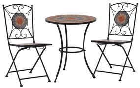 Set bistrò 3 pz con mosaico in ceramica arancione/grigio