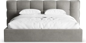 Letto matrimoniale imbottito grigio con contenitore con rete inclusa 140x200 cm Eric – Micadoni