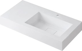Lavabo a incasso rettangolare vasca a destra L 90.5 x H 15 x P 46 cm in resina bianco lucido
