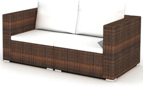 Set Divani da Giardino 10 pz con Cuscini in Polyrattan Marrone