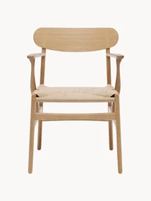 Sedia con braccioli in legno con seduta intrecciata a mano CH26