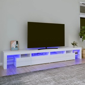 Mobile porta tv con luci led bianco lucido 260x36,5x40 cm