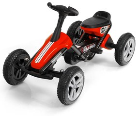 Costway Go Kart a pedali con sistema di trazione posteriore ruote con strisce antiscivolo, Auto a pedali per ragazzi