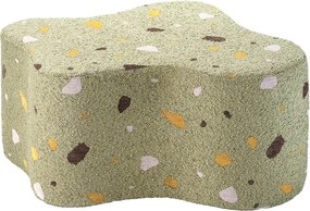 Pouf per bambini verde con rivestimento in bouclé e ciniglia Terrazzo Cloud – Wigiwama
