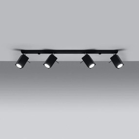 SOLLUX LIGHTING Faretto da soffitto Square, nero, 4 luci lineari