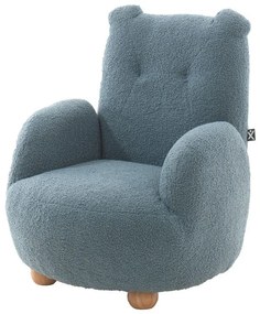 Poltrona per bambini blu con rivestimento in bouclé Rocky – Vipack